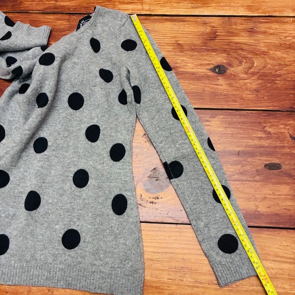 Saks Fifth Avenue Cashmere Polka Dot Sweater Womens Small Gray Black Soft *FLAW - Picture 7 of 9